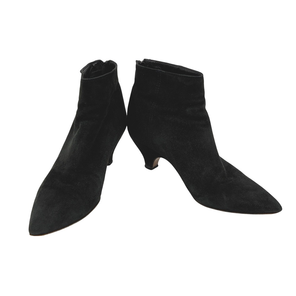 Vintage Black suede booties EU 35 Handmade Italy Walter Steiger 1970s